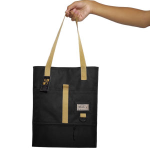 Totebag Wanita terbaru model Kasual Penutup Resleting Tas Hitam Polos Dely Project