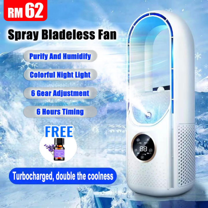【Selangor Stock】Spray Bladeless Fan 100ml Air Cooler Table Fan Cooling