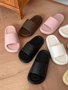 Couples Solid Color Home Slippers for Men and Women Ins-style Bathroom Slide Sandals EVA Non-slip Slippers
