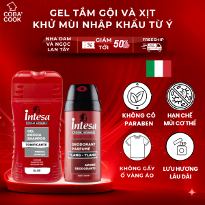ComBo Gel Tắm Gội Nam 250ml & Xịt Khử Mùi 150ml Intesa Hương Nước Hoa Thơm Lâu Sạch Sâu Nhập Khẩu Ý