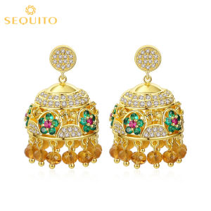 Seกีต้าประดับเพชรสวิสสุดหรูลูกปัดจี้ห้อยต่างหูอาหรับชุบทอง18K ดูไบเครื่องประดับสำหรับงานแต่งงาน SE309