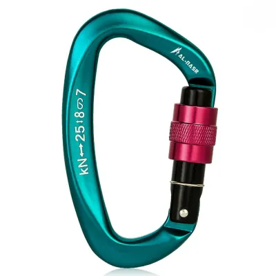 25KN D-shape Professional Carabiner Screw Locking Gate Carabiner Climbing Rappelling Gear Quick Equipment Outdoor Screw Locking Gate Carabiner Heavy Duty D-shape Climbing Buckle D-ring Carabiner Lightweight Hammock Locking Clip for Climbing
