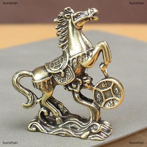 [COD] kunzhan Brass Horse Step On Coins Lucky Statue Feng Shui Desk Miniatures Pure Copper Crafts Collections Chinese Home Office Figurines