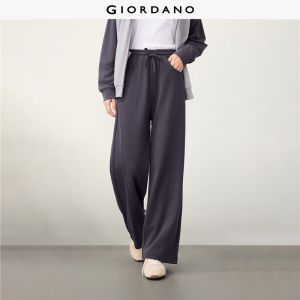 Giordano Beau Monde Women Seam detail elastic waist wide leg pants Free Shipping 13416624