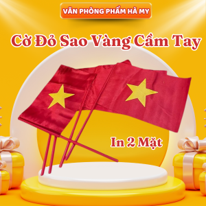 Cờ Vẫy Cờ Đỏ Sao Vàng Cầm Tay Loại In 2 Mặt Vải Hàng Đẹp
