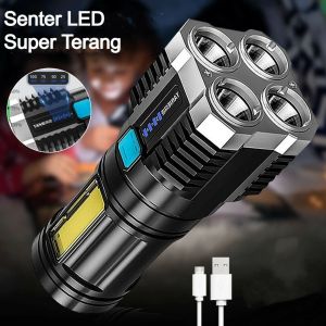 [ YM ACC ] Senter LED 4 Mata Super Terang / Senter Cas LED