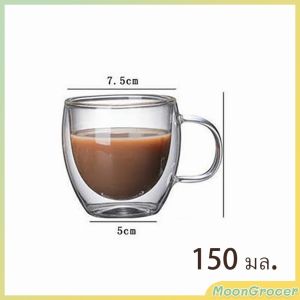 M.Grocer. Transparent Double Wall Glass Cup Coffee Mug Heat Resistant Cup With Handle 150ml/250ml/350ml