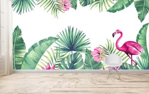 Wallpaper Dinding Mural flamingo Pink Stiker Dinding Wall Mural Wallpaper Custom Murah