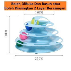 Ready Stock High Quality plastic Interactive cat toy 4 layer IQ Training attractive color balls Mainan Kucing 4 lapis
