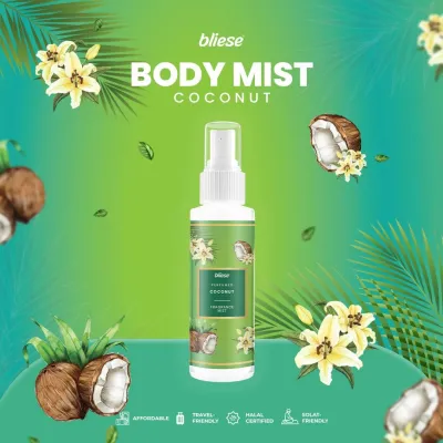 [COCONUT] Bliese Perfumed Body Mist (100ml) Body Spray Fragrance Mist Pewangi Badan