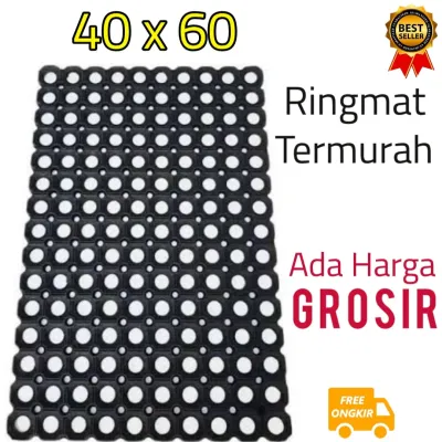 Keset Karpet Karet Anti Slip Licin Kamar Mandi - Karet Hitam Lobang - Ringmat 40x60