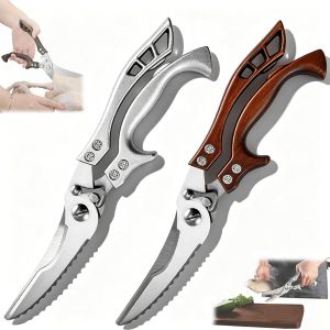 Kitchen Scissors Heavy Duty 2026 Upgrade Sharp Bone Cutting Scissors Professional Meat Scissors for Chicken Bones,Duck Bones Fish Bones Meat Vegetables Seafood Nuts (Upgraded-Silver*1)
