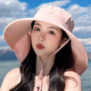 Bucket Hat for Women Face Protection Neck Sun Hat Korean Wide Brim Beach Hat