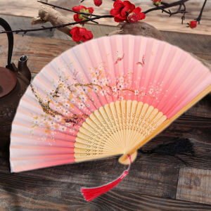 1pcs Ancient Fans Folding Fan Plum Blossom Butterfly Bamboo Folding Fan Prop Decorations