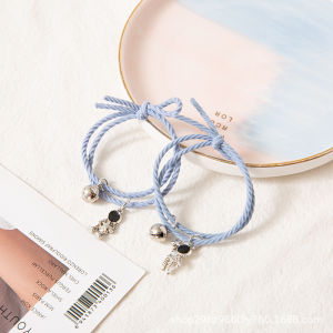 Nicedays🍒2 pcs/Set Astronot Bell Gelang Gelang Pasangan Elastis yang Dapat Disesuaikan Ganda Gadis Korea Wanita Pengiriman cepat