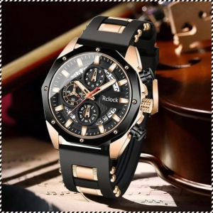 Fashion Watch Comfortable Fit Smartwatch Multifunction Inlaid Dial Quartz Alarm Clock Black Silicone