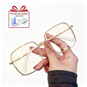 Fashionable Urban Womens Myopia Glasses with Metal Frames 0-550 Anti-blue Light Graded Glasses for Nearsighted