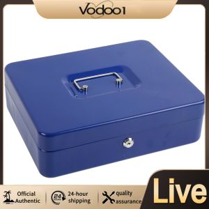 Large Lock Safe with Money Tray Heavy Duty Secure Cash Box for Important Documents and Cash 11.81x9.45x3.54 inches