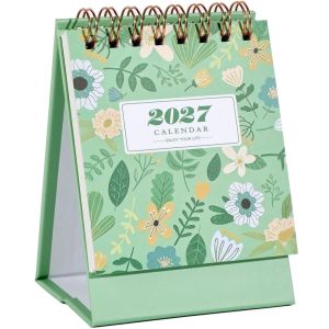 JAYQQ Coil 2027 Desk Calendar Mini Floral Pattern Mini Calendar English Standing Calendar Home Office