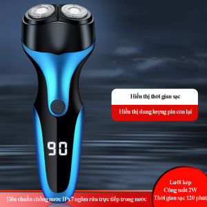 Máy cạo râu Feihong lưỡi kép pin sạc công suất 2W chống nước IPX7 màn hình hiển thị mức pin