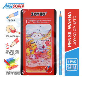 Pensil Warna Kaleng Joyko [CP-12TC] / Pesil Warna / Pengsil Warna / Pinsil Warna / Color Pencil / Pencil Warna / Pensil Warna Lengkap 1 Set Murah Tempat Wadah Kaleng / Alat Tulis Sekolah