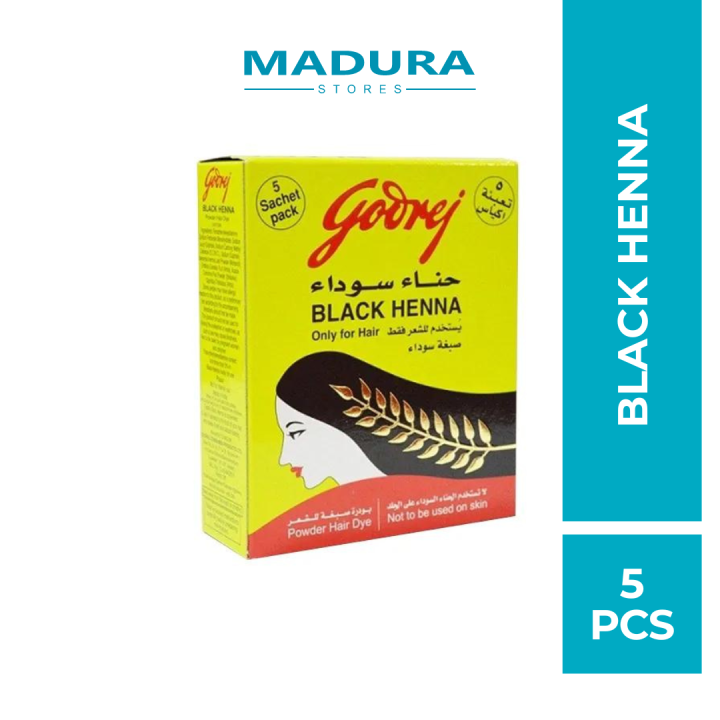 Godrej Black Henna Powder Hair Dye (5 Sachet Pack) | Lazada