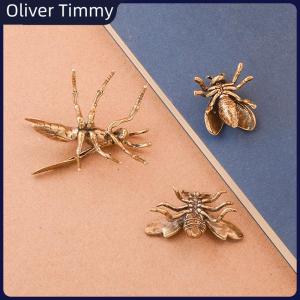 [Oliver Timmy] 1 Piece Miniature Simulation Insect Desk Ornament Brass Bee Figurines Table Tea Pets Antique Copper Crafts Home Decoration