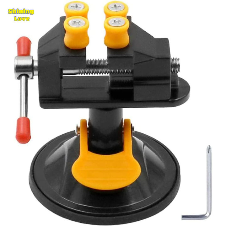 Mini Drill Press Vice With Suction Cup, 360 Rotatable Adjustable Table 