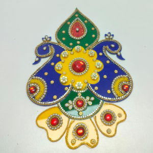 Reusable Acrylic Rangoli Set 8-Piece Set | Handmade Kundan & Stone Rangoli for Deepavali Pooja & Festive Floor Decor | Approx 9 Inch