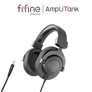 FIFINE H8 Studio Monitor Headphones for Recording-Over Ear Wired Headphones for Podcast Monitoring Streaming Comfortable Equipment with Detachable Cables 3.5mm or 6.35mm Jack Black on PC/Mixer