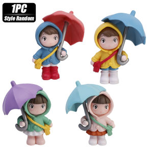 4PCS Cute Umbrella Couple Car Interior Decoration Action Figures Auto Rearview Mirror Dashboard Ornaments For Car Accessories