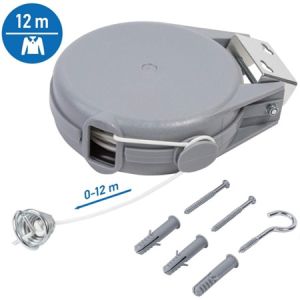 12m Retractable Washing Line Mini Clothes Dryer Adjustable Heavy-Duty Clothesline For Backyard