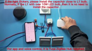 WH GIRIER Tuya ZigBee 3.0 Light Switch Module No Neutral Wire Required 1 2 3 4 Gang Smart Home DIY Switch 2 Way Control Supported Works with Alexa Hey Google Hub Required