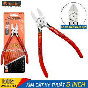 Kìm cắt kỹ thuật 6 inch Asaki JAPAN AK-8148 160mm thép CR-V độ cứng cao lò xo tích hợp tiết kiệm sức lực kềm cắt dây điện kìm cắt nhựa bavia lưỡi cắt nhọn vát mỏng sắc bén kìm cắt bavia nhựa kìm cắt dây nhôm bonsai