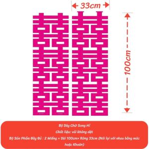 Chữ hỷ dài vải nỉ 2m trang trí đám cưới dây treo chữ song hỷ dài decor phòng cưới