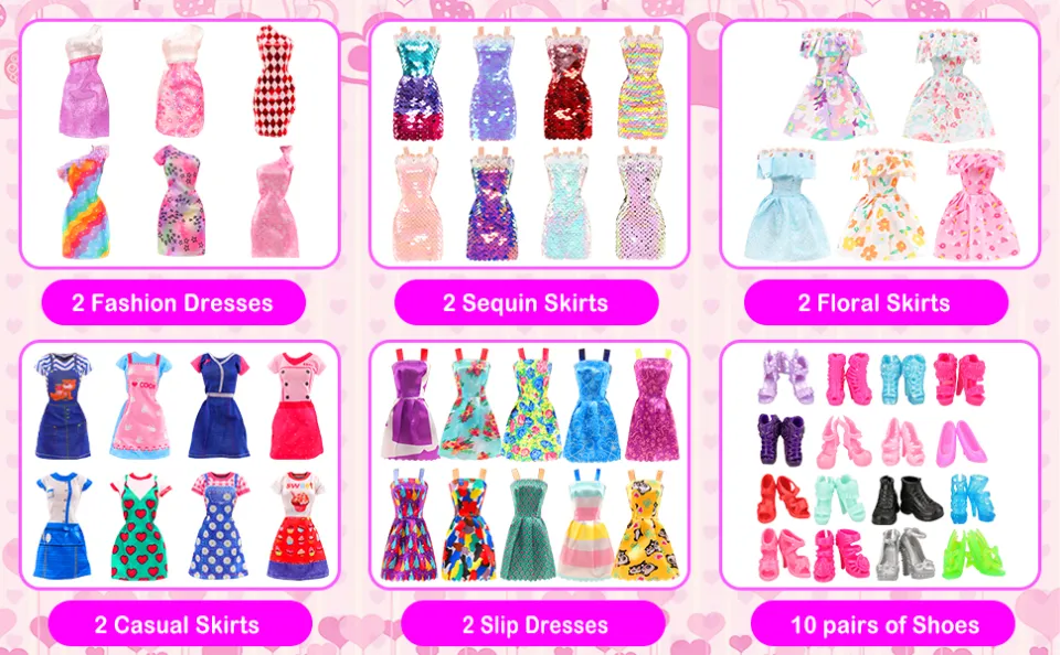 10 Set Doll Clothes Including 3 Sequins Dresses 3 Floral Dresses 4 Casual  Outfits Tops and Pants for 11.5 Inch Girl Doll : : Toys & Games