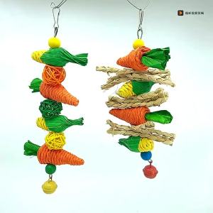 Parrot Chewing Toy Parrot toy hamster chew toy rabbit teething stick wooden rattan chew toy woven bird cage hanging toy wheat-ear and sachet style accessory Kids Learning Home Play