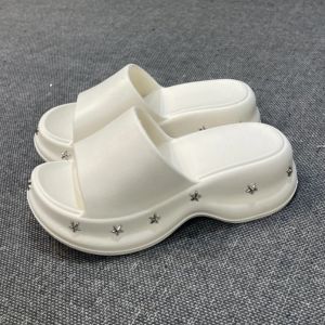 Free Shipping 5CM Thick-Soled Slippers New Y2K Style Star-Patterned Beach Sandals For Women Fashionable Summer Footwear Non-Slip Slippers And Casual Sandals