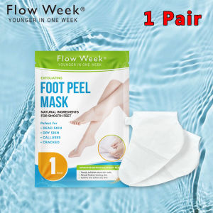 FlowWeek Foot Exfoliation Mask for dry cracked and calloused feet is made with lactic acid extract to exfoliate the skin to gen