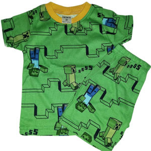 Green Blocks Terno Shirt and Shorts Set for Kids