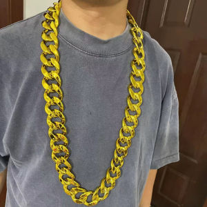 Oversized Hip Hop Faux Chain Necklace Unfading Plastic Statement Prop for Men Women