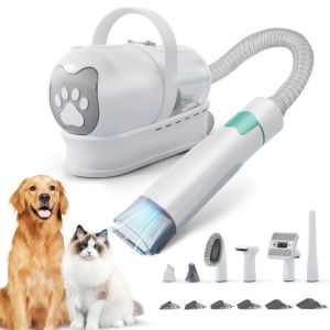 (SG STOCK) Pet Grooming Kit Dog Cat 7 in 1 Shaver Trimmer Vacuum Nails Comb Clippers Low Nosie Strong Suction Capacity