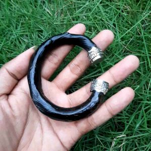 Gelang Akar Bahar Hitam Model C Variasi Alpaka Perak