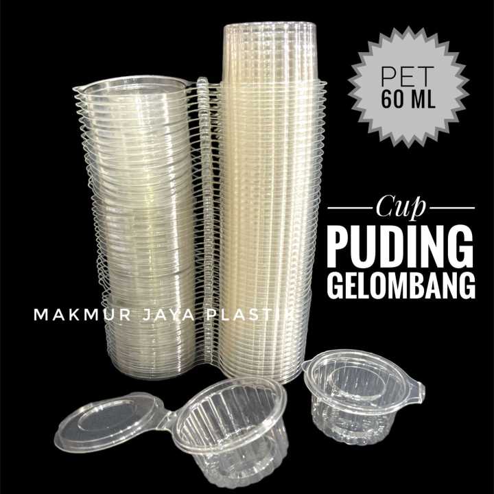 Puding Packing PLASTIK CUP PUDING GELOMBANG BERGERIGI BAHAN PET ISI 50 PC | Lazada ...