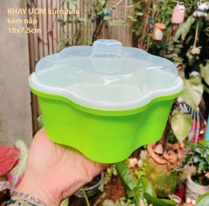 kurmhoa – khay trồng rau mầm thủy canh tròn kèm nắp – nhựa pp nguyên sinh – đường kính 18cm