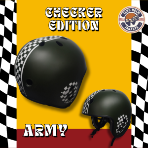 Helm Full Skate Board / Sepeda Bmx Checker Board Green Hijau Army Doff