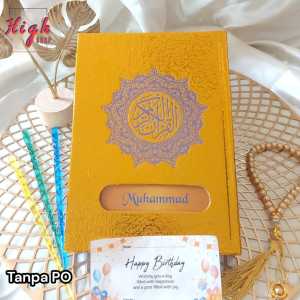 Al-Quran A5 Hologram Custom Nama Eksklusif Emboss A5 BLOK Warna LATIN Free Tasbih Mutiara Box Exclusive