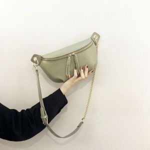IELGY Ladies All-Match Waist Bag White Cross-Body Chest Bag