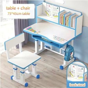 Dule Pig Childrens study desk and chair set adjustable height and Angle large storage space table