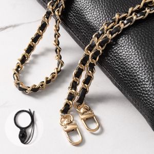 495HS Metal Leather Crossbody Phone Strap PU Leather Alloy Metal Leather Chain Necklace Cord Chain 120cm(47.24in) Key Chain for Phone Hanging
